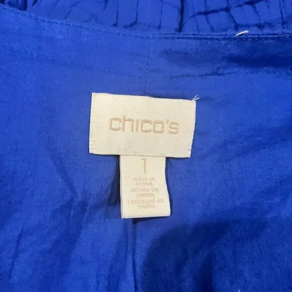 Chico's Blue No Close 3/4 Sleeve Fully Lined Jacket Size M - Picture 9 of 9